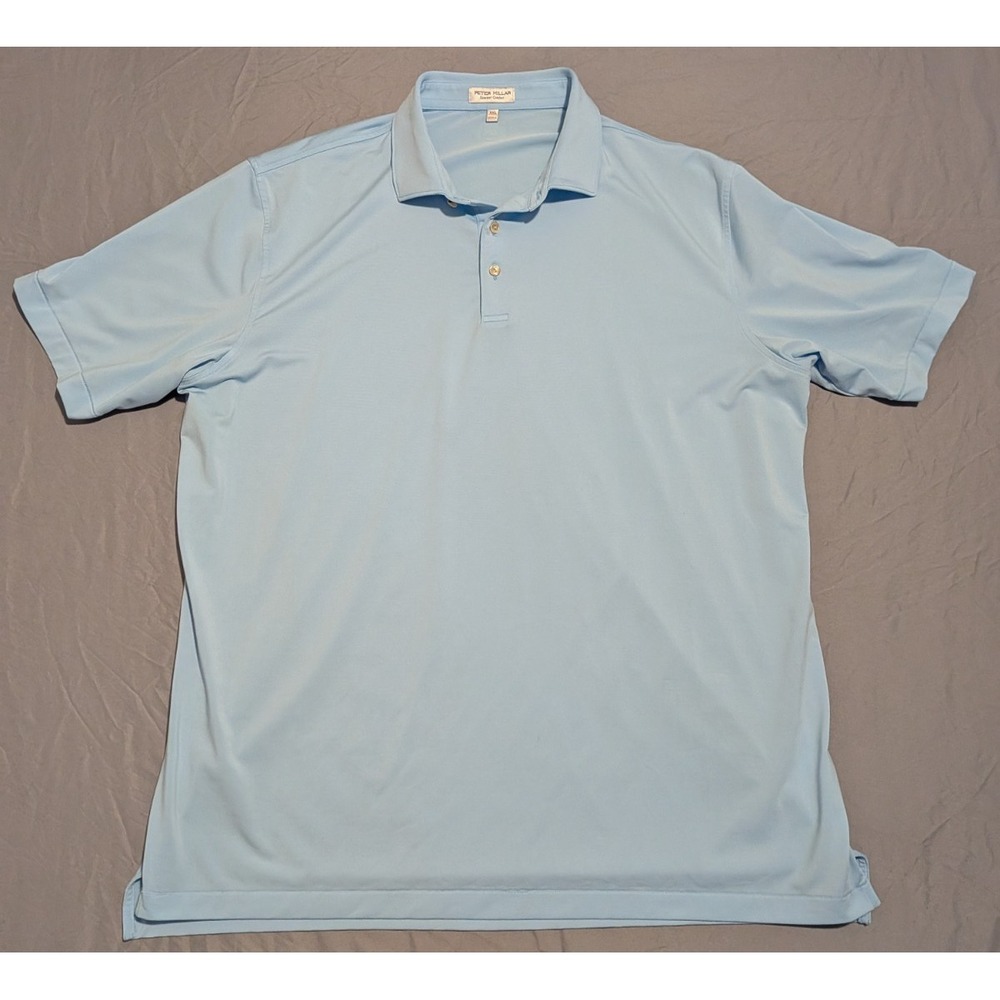 Peter Millar Summer Comfort Polo Mens XXL Light Blue Striped Golf Performance